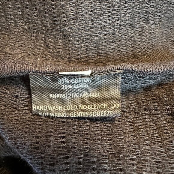 Eileen Fisher Womens Black Cotton Linen Blend Long Line Sweater Cardigan L - Picture 5 of 8